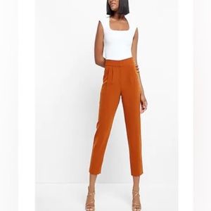 Womens Super High Wasted Pleated Ankle Pant Size 6 Caramel Cafe